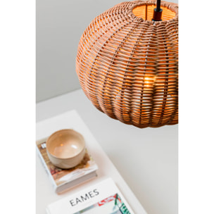 HAKA 250 Lampe suspension noire/rotin