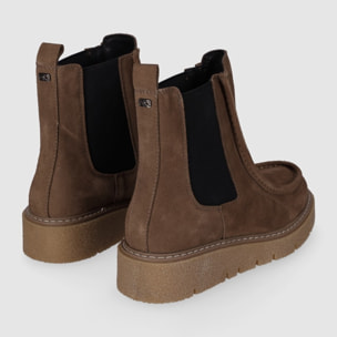 Botines de Serraje - Taupe - Tacón: Bajo