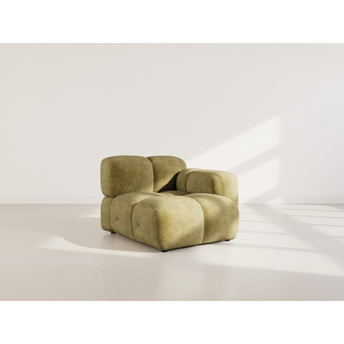 Grace - module d'assise droit en velours texturé - Vert Olive