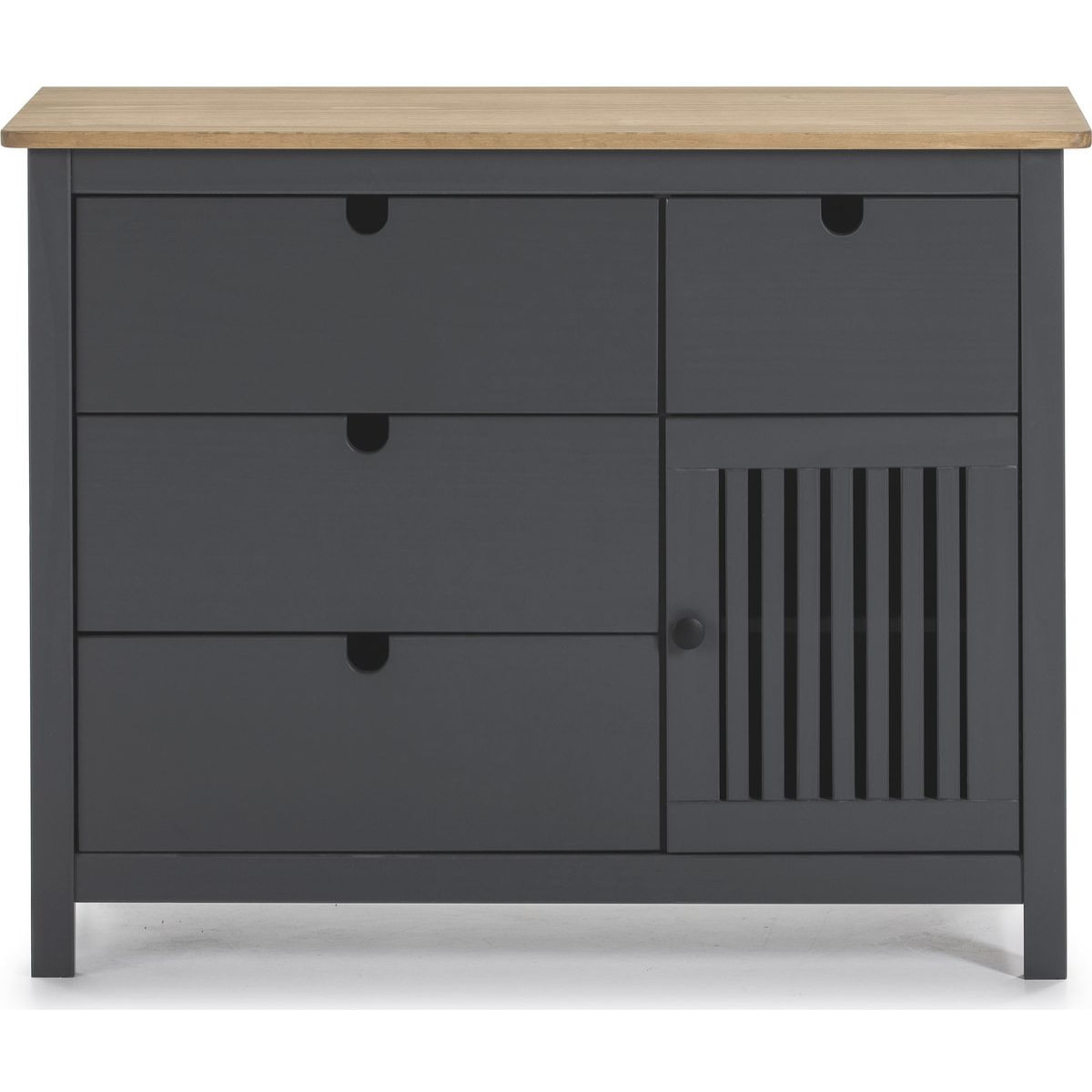 Commode 1 porte 4 tiroirs en pin massif - FABIA