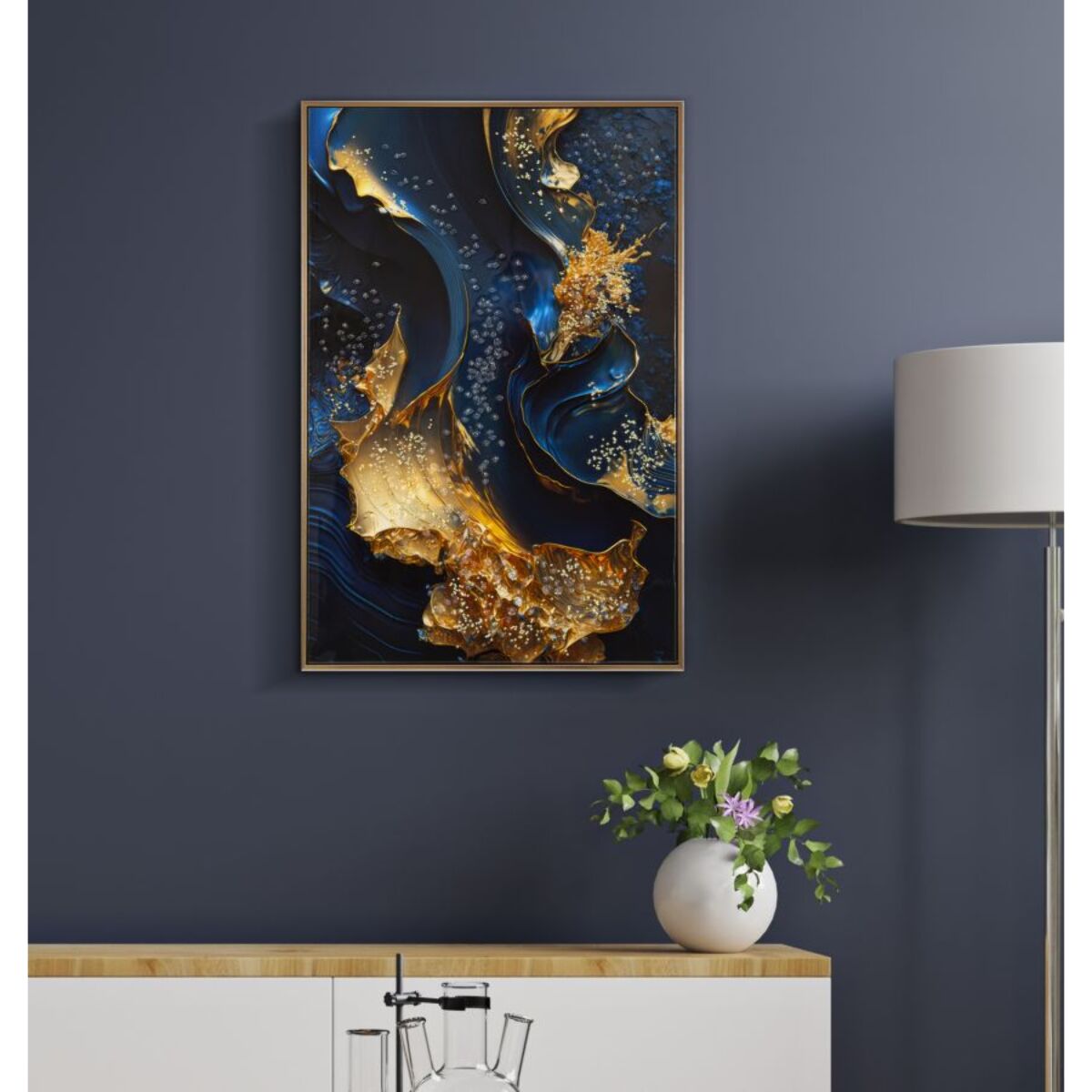 STAMPA SU TELA LACCATA C/CORNICE ANDROMEDA -B- CM 60X4X90