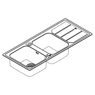 K500 Evier à encastrer 2 bacs en acier inoxydable 116cm x 50cm