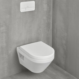 Pack WC suspendu sans bride VILLEROY&BOCH Architectura Twistflush rond + Abattant + Bâti-support autoportant PRESTO + Plaque