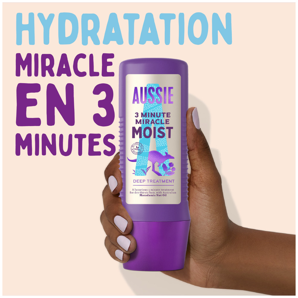 6 Soins 3 Minutes Miracle Moist 225ml, Aussie