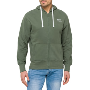 Sudadera WAISAI con cremallera y capucha algodón Verde militar