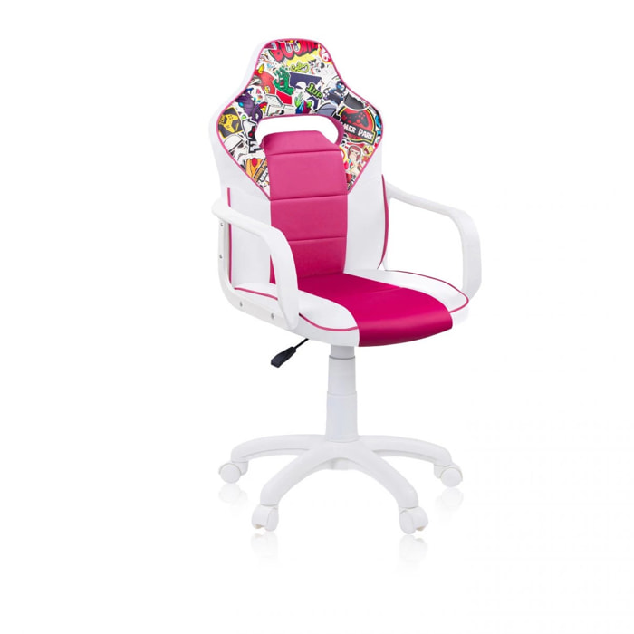 Silla gaming DRW Sticker - Blanco - Rosa DRW