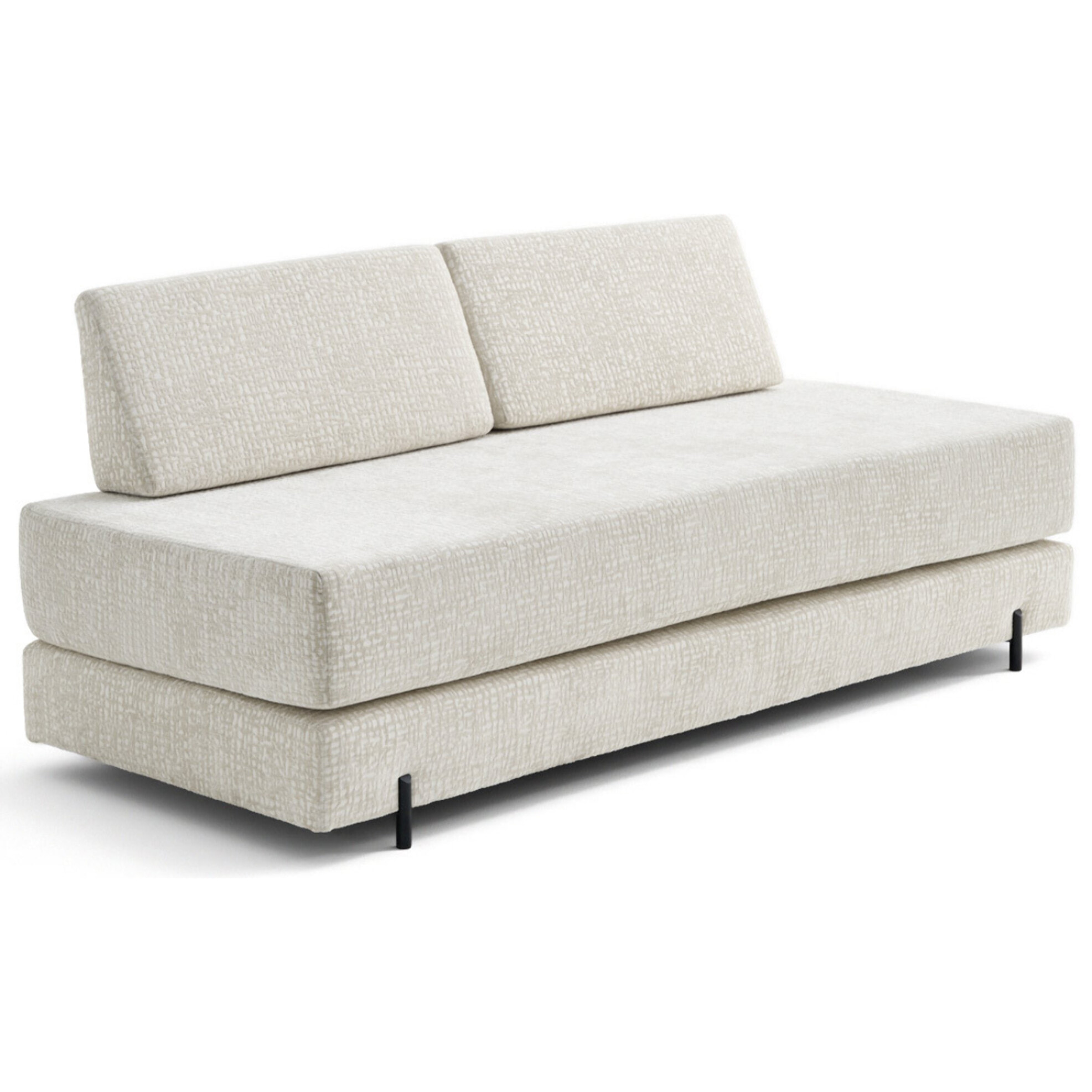 Brescia - banquette 3 places convertible en tissu velours relief - Ecru