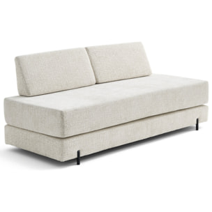 Brescia - banquette 3 places convertible en tissu velours relief - Ecru