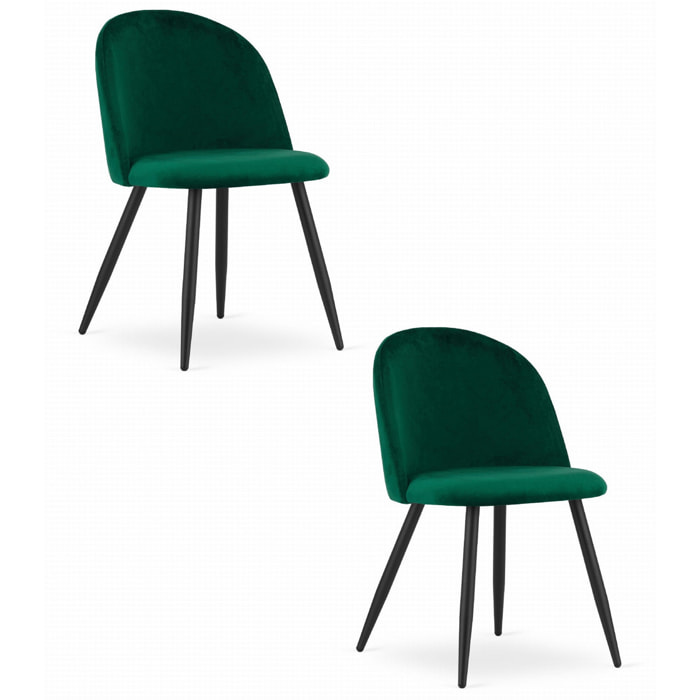 Set di 2 sedie Bello in velluto verde e metallo nero