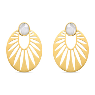 Pendientes de Madreperla Blanca acabados en oro amarillo de 18K- Elbi