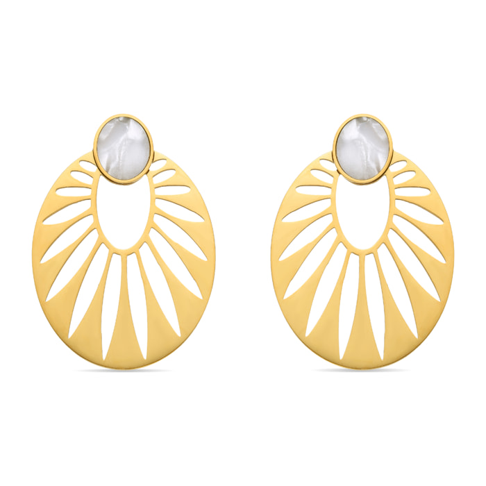 Pendientes de Madreperla Blanca acabados en oro amarillo de 18K- Elbi