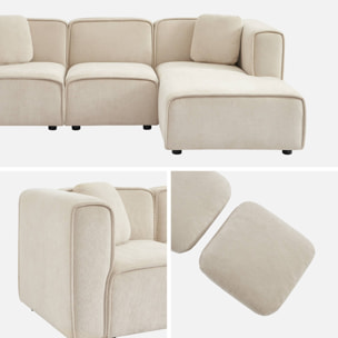 Canapé d'angle droit 3 places tissu LESTER