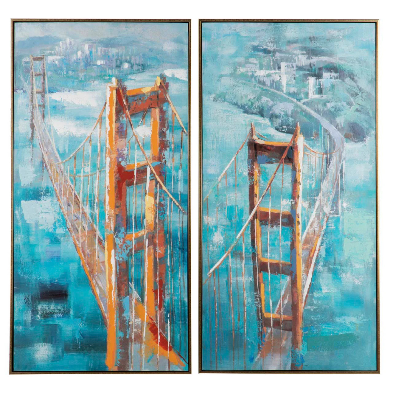 Set 2 Cuadros Puente Brooklyn 52x4,5x102 Cm