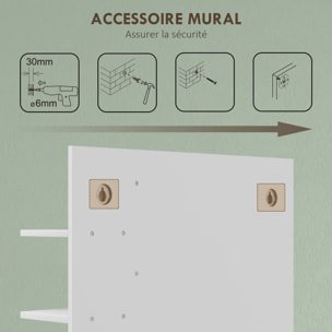 Miroir mural salle de bain - étagères - bambou verni MDF blanc