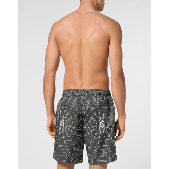 PHILIPP PLEIN Swim Trunks HEXAGON MONOGRAM