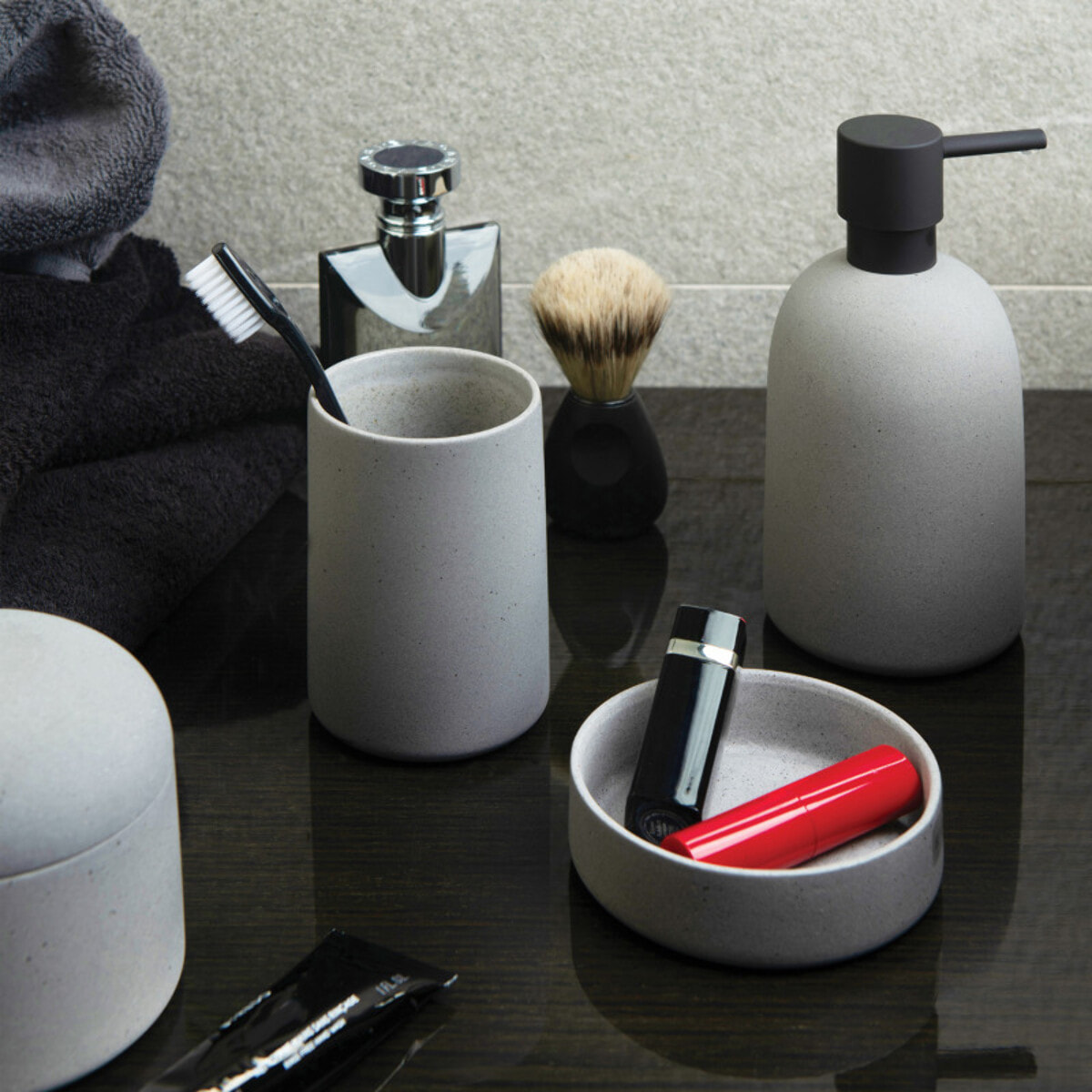 Boite à cotons Céramique GEMMA Gris Spirella