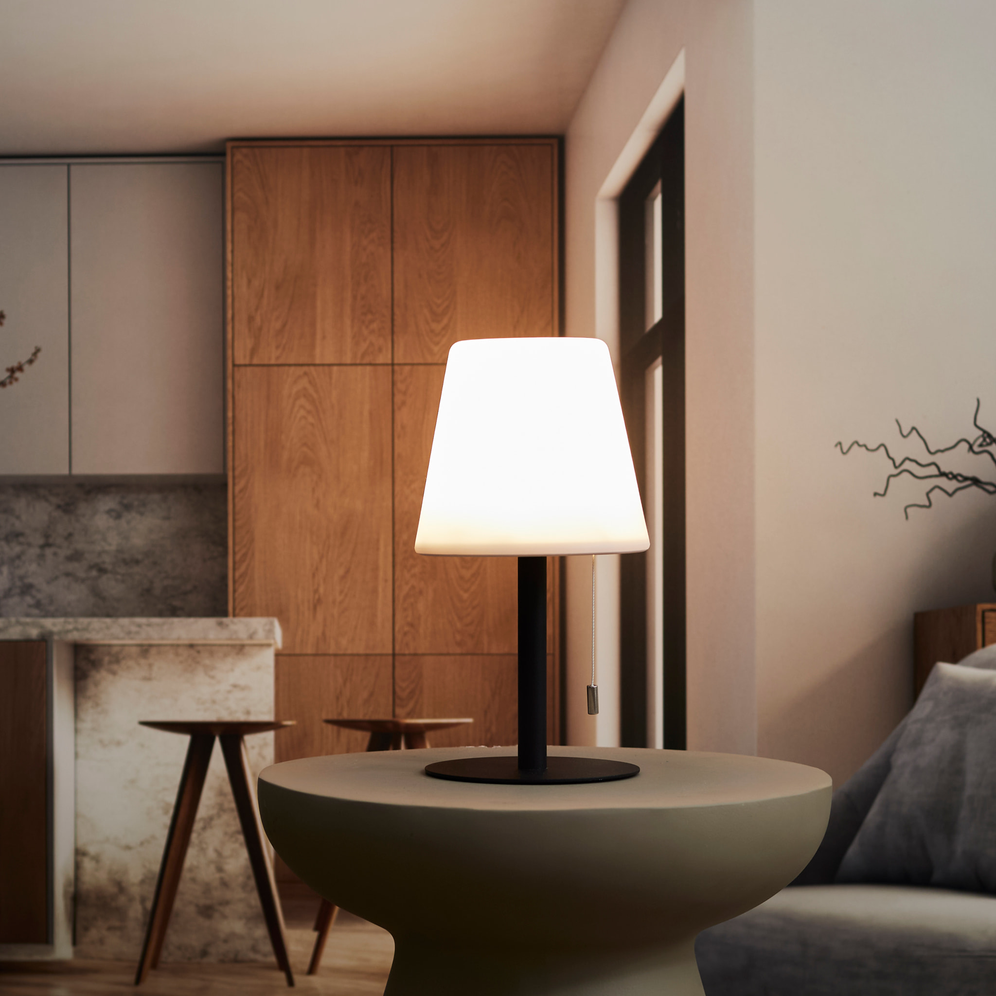 Lampe De Table Gris Rechargeable Ip44 H30cm