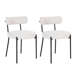 Ivanec - lot de 2 chaises - en tissu bouclette - Noir / Blanc