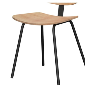 Lot de 2 chaises en bois plaqué frêne et pieds en métal - Hoodie