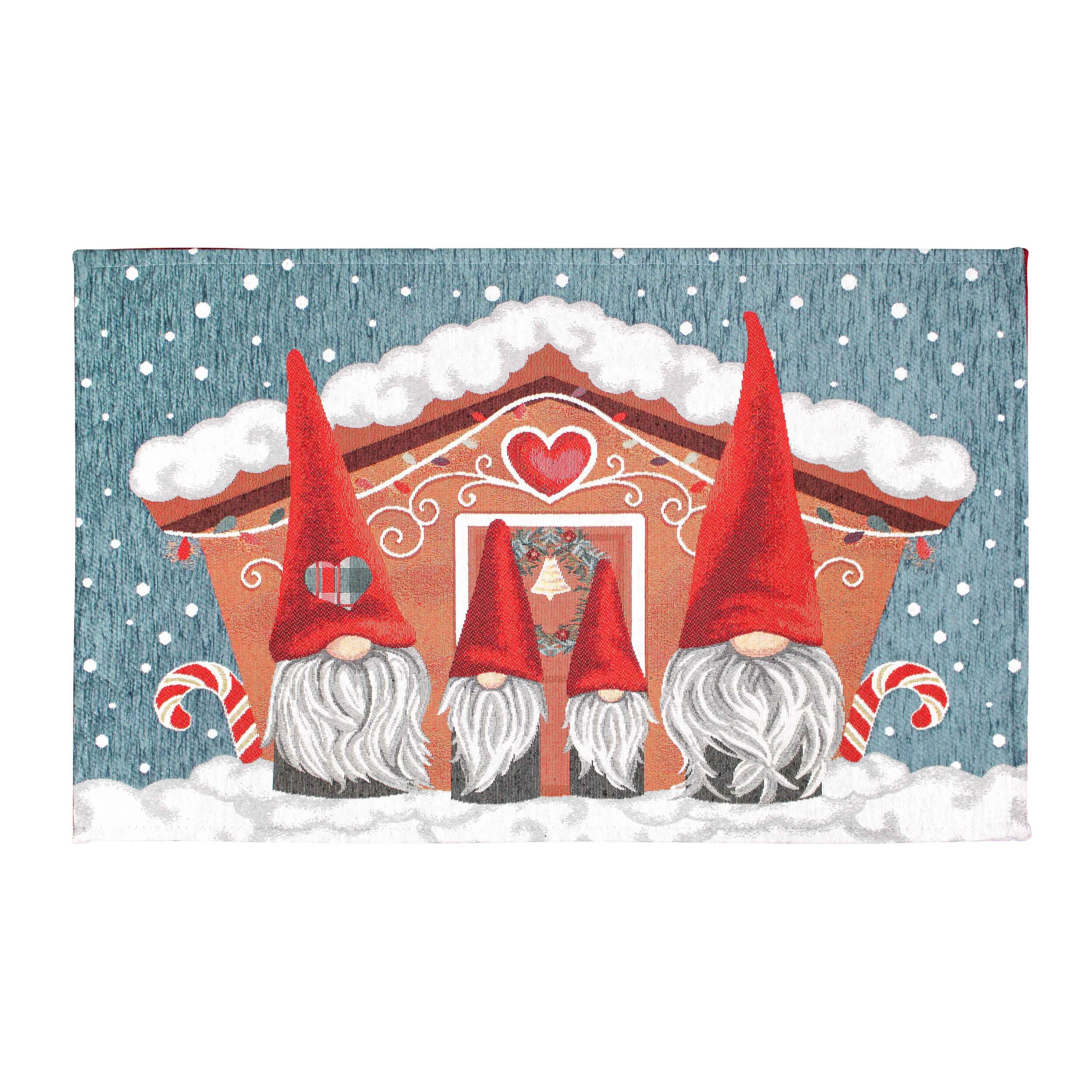 Tappeto Ingresso Arredo Natalizio Pan di Zenzero Azzurro