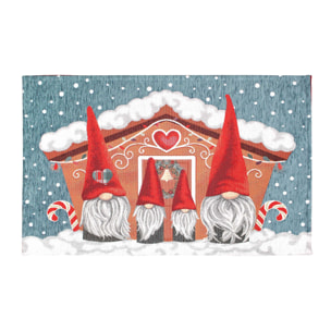 Tappeto Ingresso Arredo Natalizio Pan di Zenzero Azzurro