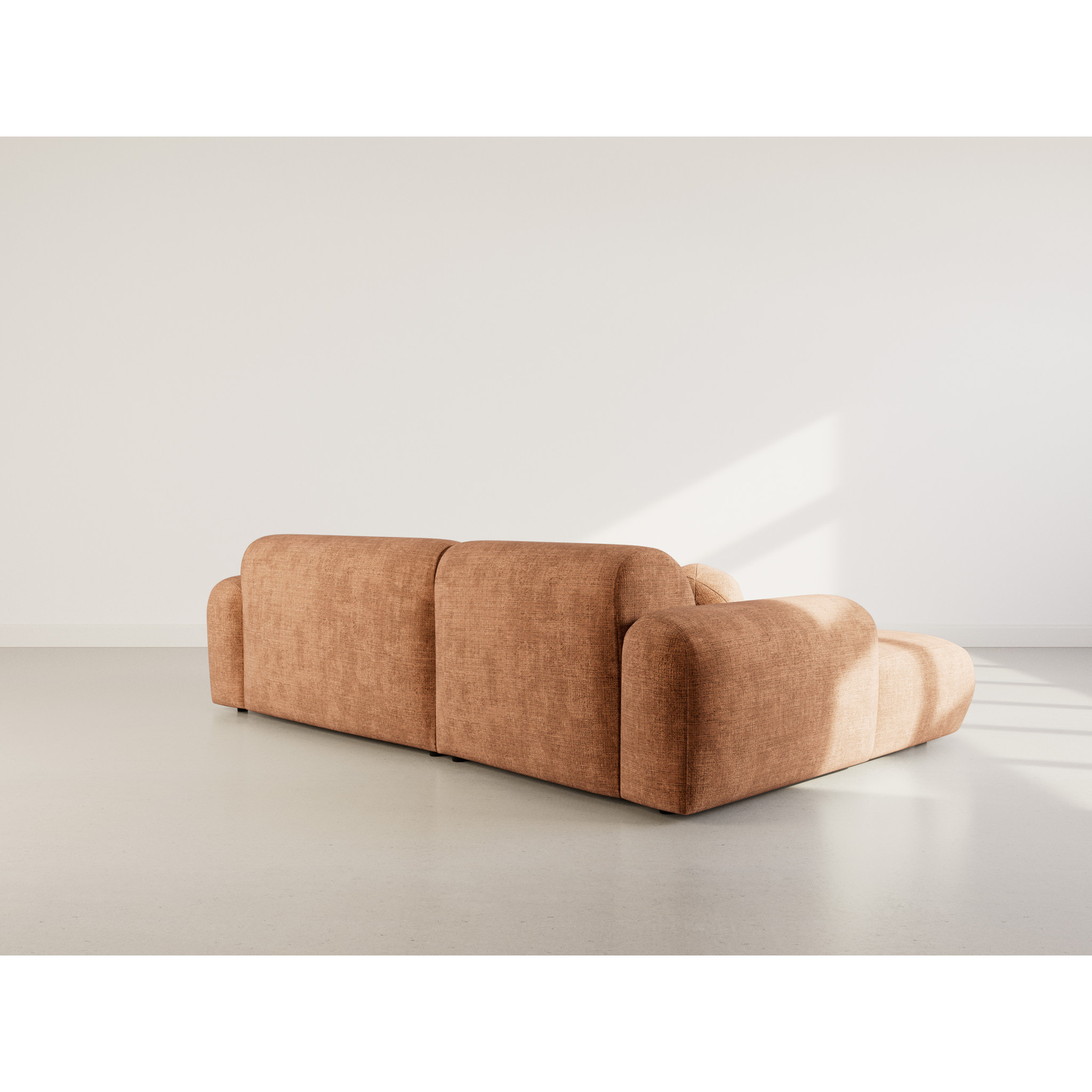 Louise - Canapé d'angle gauche 4 places en velours texturé - Terracotta