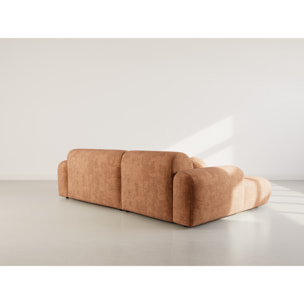 Louise - Canapé d'angle gauche 4 places en velours texturé - Terracotta
