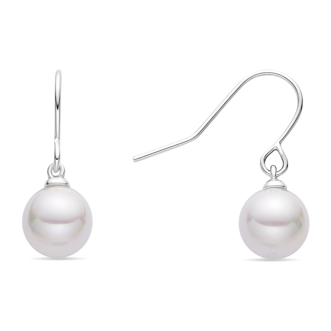 Pendientes con Perla Blanca acabado plata