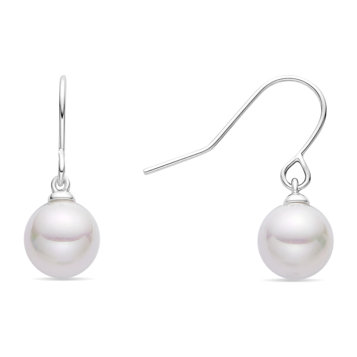Pendientes con Perla Blanca acabado plata
