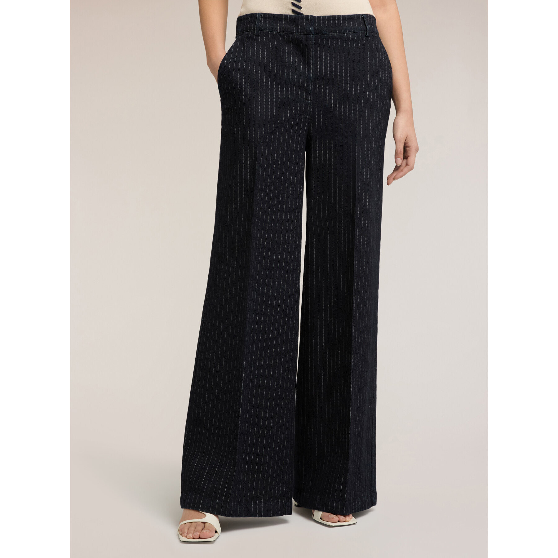 Motivi - Jeans palazzo de rayas en denim - Azul