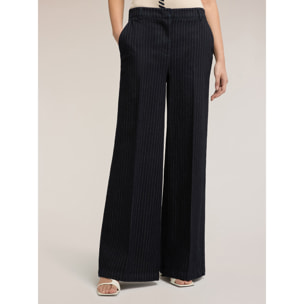 Motivi - Jeans palazzo de rayas en denim - Azul