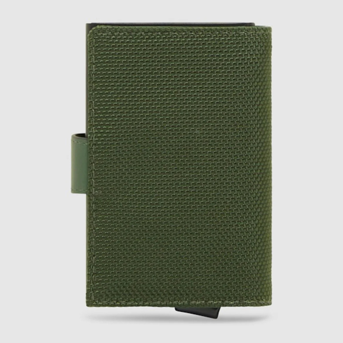 Piquadro Portacarte automatico in metallo e pelle, schermato con protezione RFID