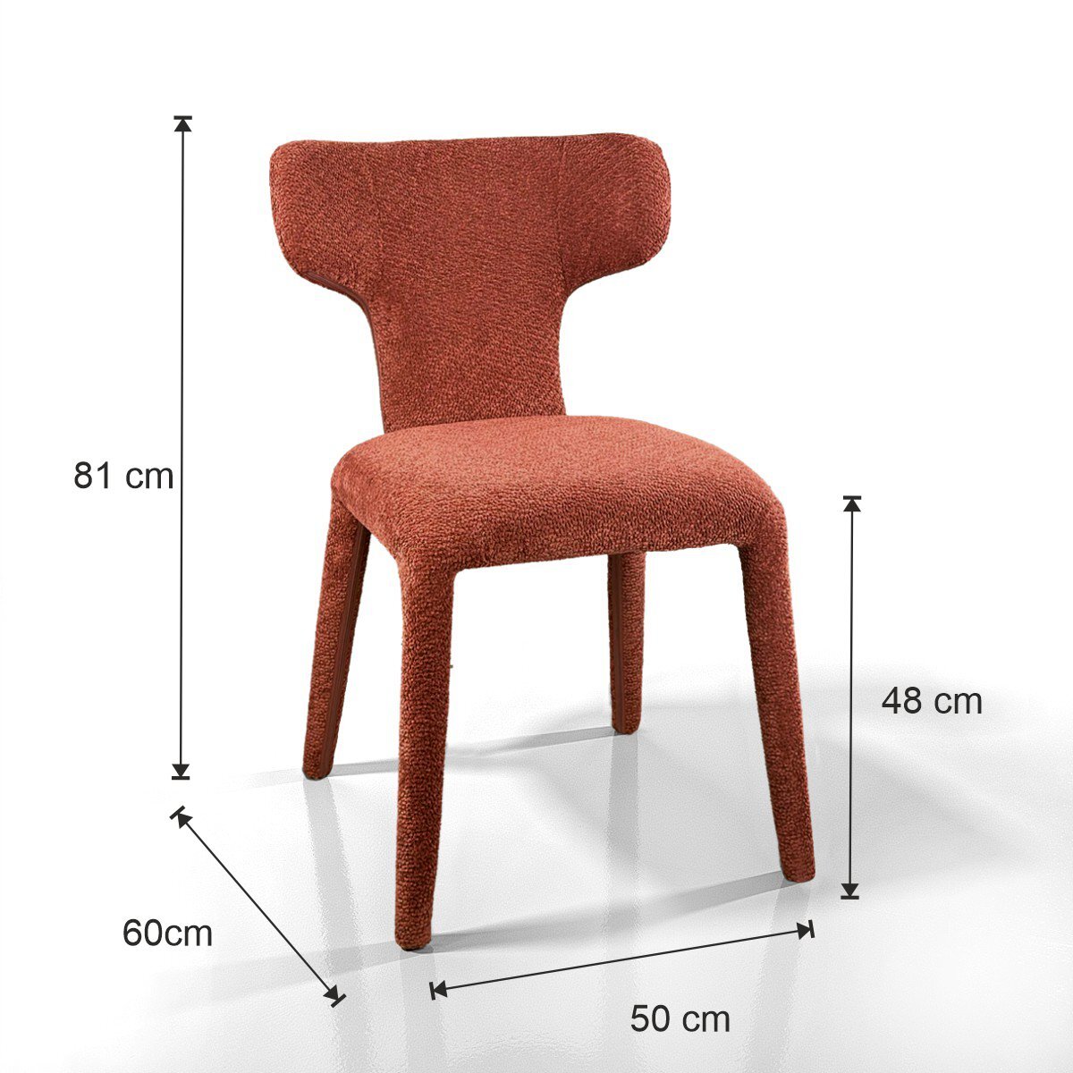 Lot de 2 chaises de salle à manger Tomasucci HERD, en tissu, rouge brique, 60 × 50 × 81 cm