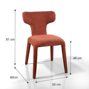 Lot de 2 chaises de salle à manger Tomasucci HERD, en tissu, rouge brique, 60 × 50 × 81 cm