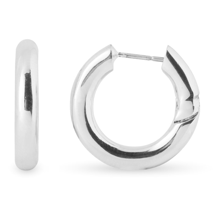 Pendientes de 18mm de diámetro acabados en rodio