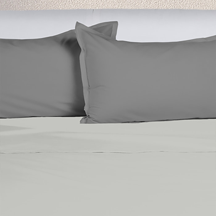 UNO CASA DESIGN Completo Letto Bice 25 Bicolor in Puro Cotone_Matrimoniale_grigio-scuro