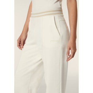 Pantalone donna wide leg in felpa garzata