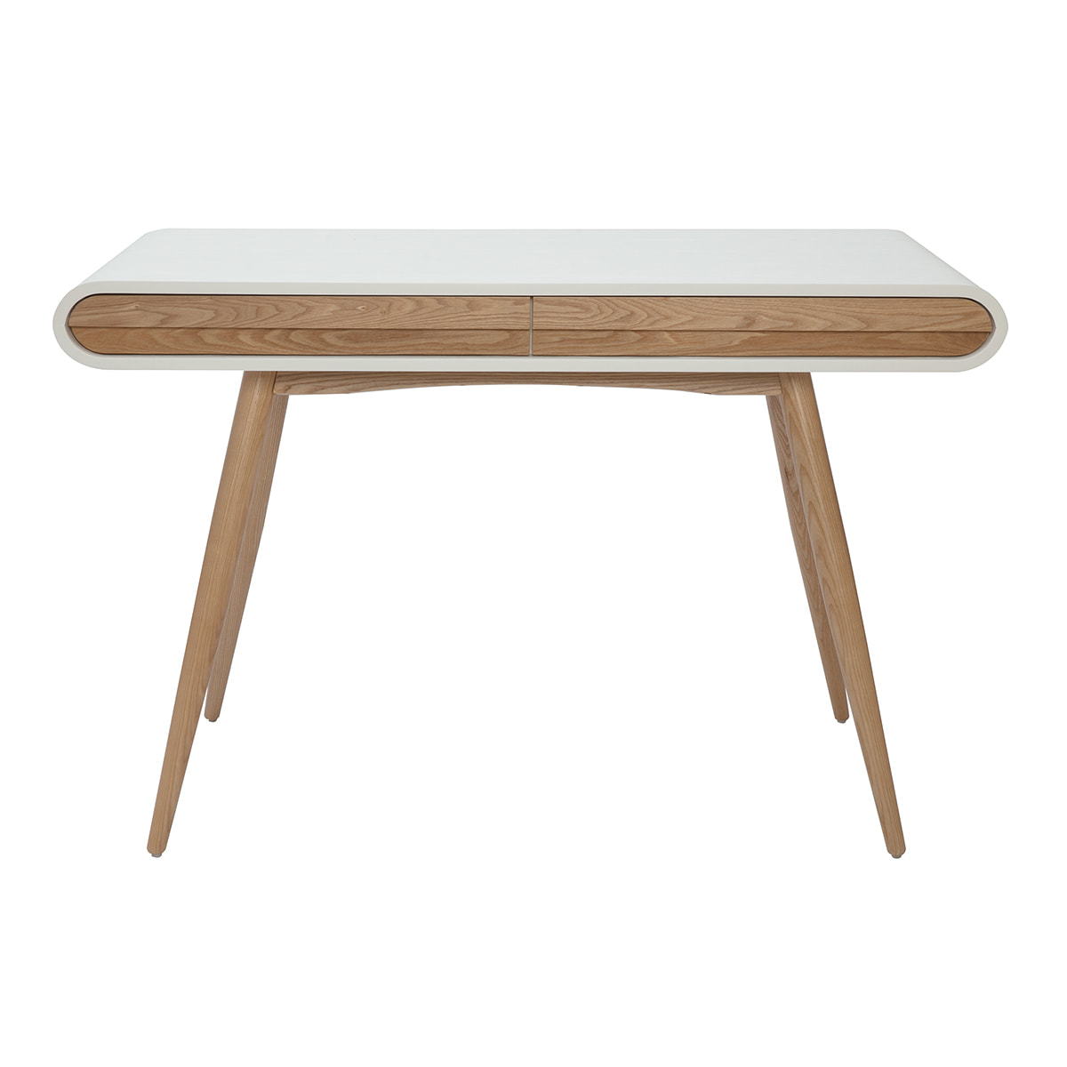 Bureau avec rangements 2 tiroirs scandinave bois clair et blanc L120 cm BJORG