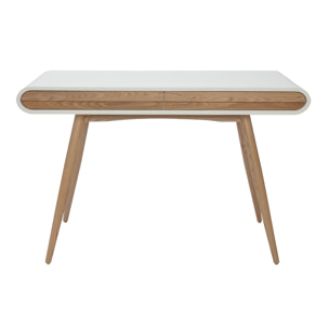 Bureau avec rangements 2 tiroirs scandinave bois clair et blanc L120 cm BJORG