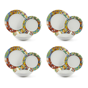Service de 12 assiettes Excelsa Belem, porcelaine, multicolore