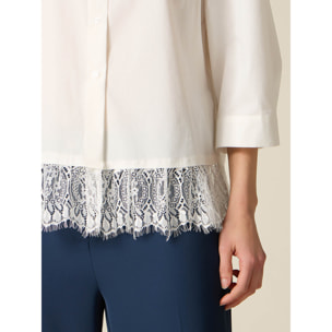 Oltre - Camicia con balza in pizzo - Bianco