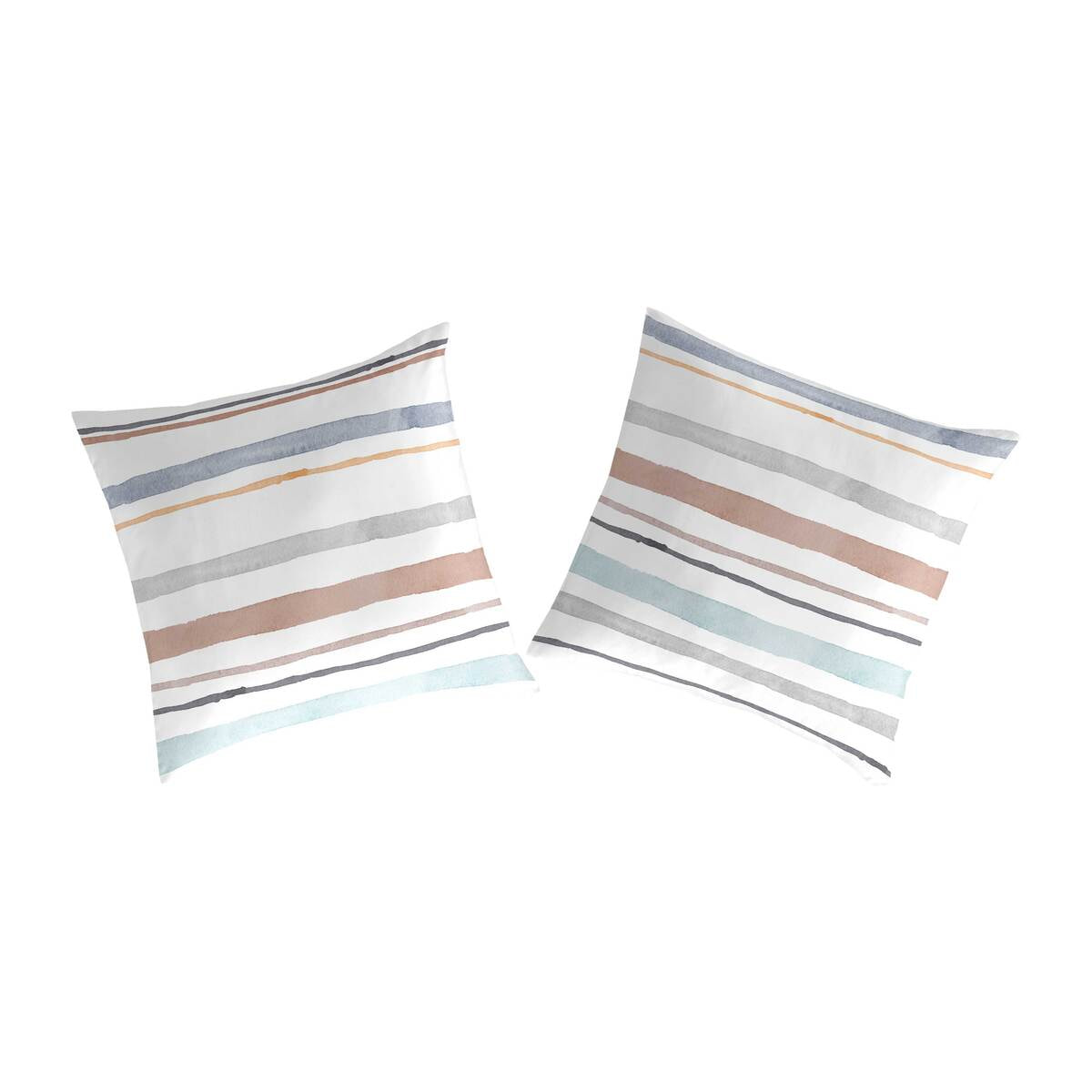 2 Fundas de almohada 100% algodón ETHAN  gris/azul/marrón 65x65 Cm