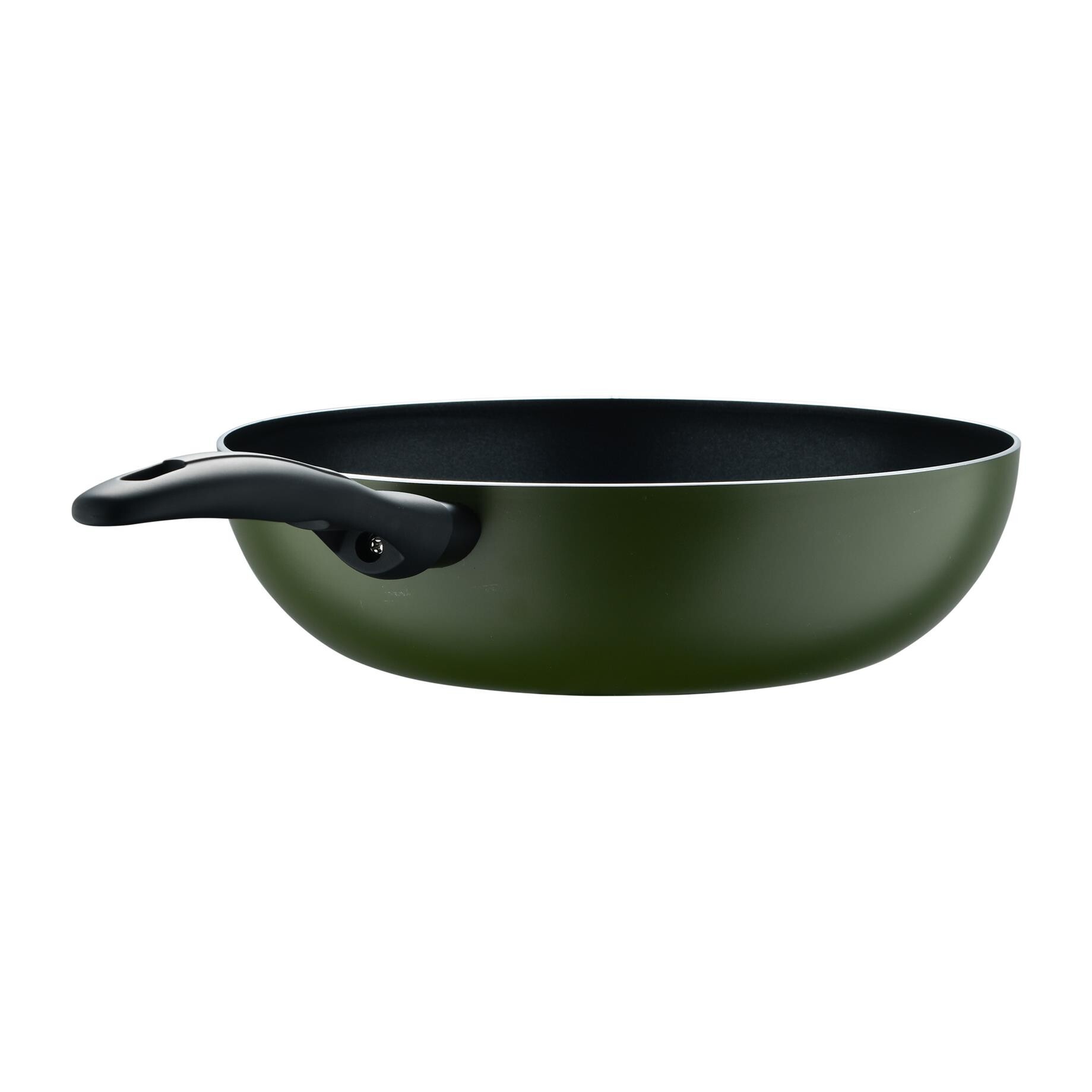 Wok ø28x7,5 cm en aluminio prensado verde, antiadherente y ligera para cocina diaria expert san ignacio