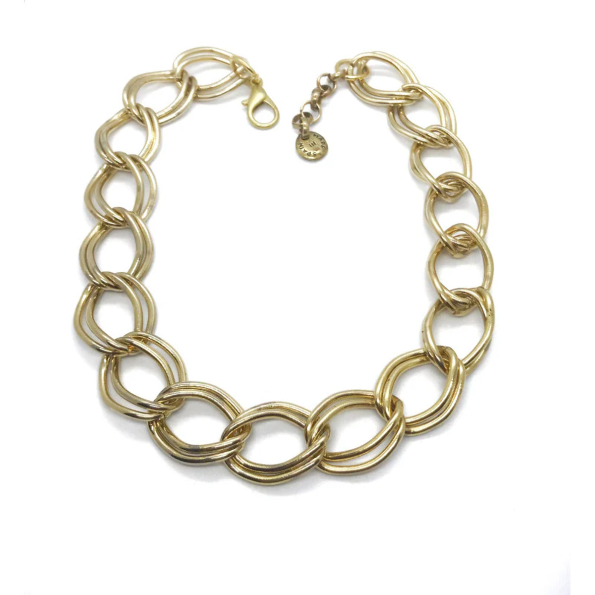 Pendiente Tick en cuero y dorado