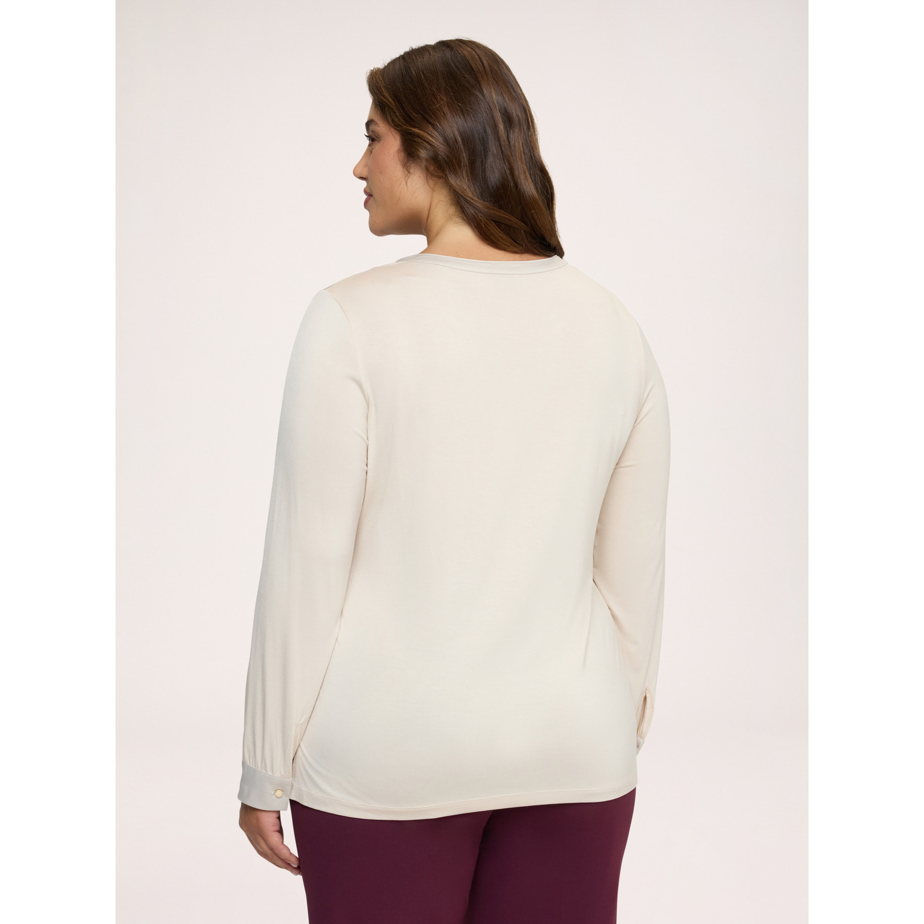 Fiorella Rubino - Camiseta bimaterial en raso y jersey - Beige