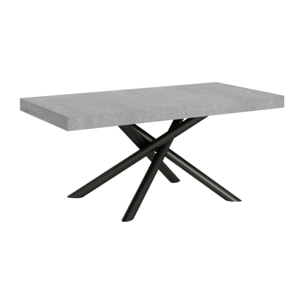 Table extensible 90x200/304 cm Famas Gris Béton cadre Anthracite