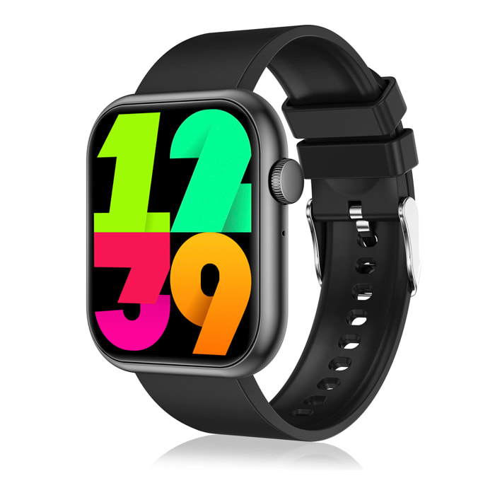 DAM Smartwatch QX7 Pro. Llamadas Bluetooth, más de 100 modos deportivos. Monitor cardiaco, O2, glucosa y de tensión. 4x1,1x4,7 Cm. Color: Negro