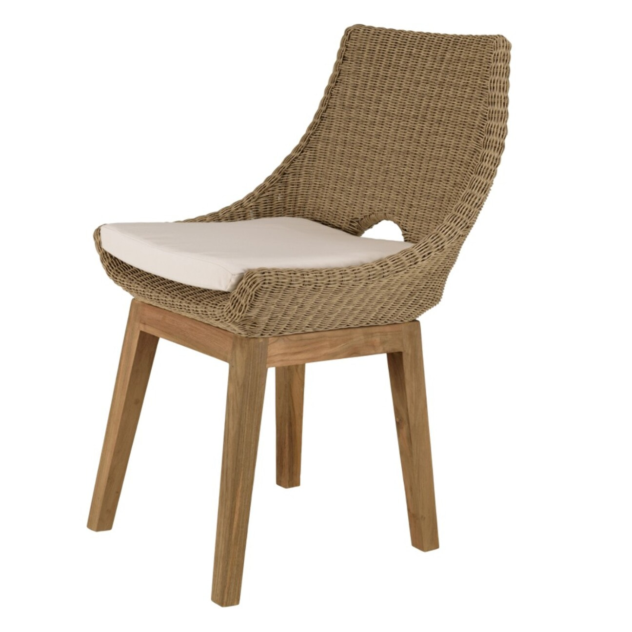 KALLY - Lot de 2 chaises jardin rotin synthétique et coussin, pieds droits