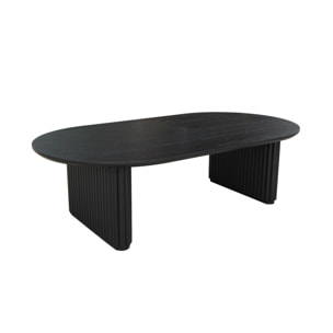 Table basse ovale bois d'hévéa placage chêne noir - L 122 x P 65 x H 35 cm - Gabrielle
