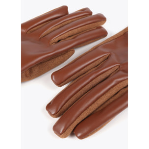 Guanti effetto pelle con bracciale logo ovale